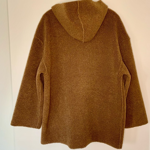 MaxStudio Teddy Bear, Hoodie coat, side pockets, size Large, raw edges, Brown. - Picture 4 of 5